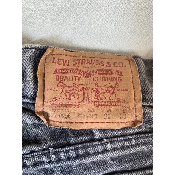 Vintage Levis 7505-0256 26x30 Black Acid Wash 80s Student Jeans Made In USA - Picture 8 of 8